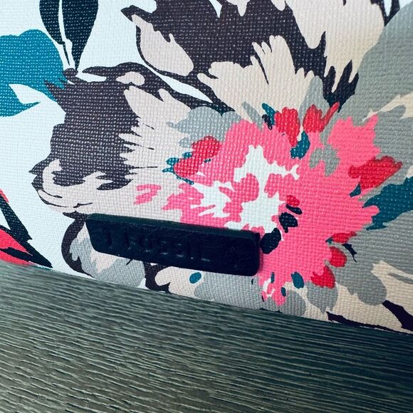 Fossil Teal Pink Floral Print Shoulder Bag Tote Purse - Picture 5 of 8